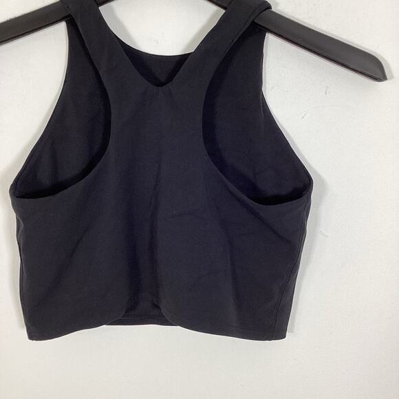 Athleta Long Line Sports Bra Padded Stretch Solid Black Small Pull On High Neck - Picture 7 of 7